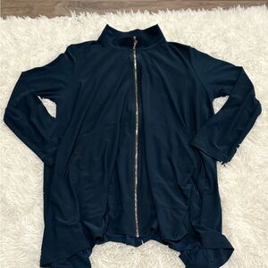 Elegant Dark Blue Zip-Up Jacket